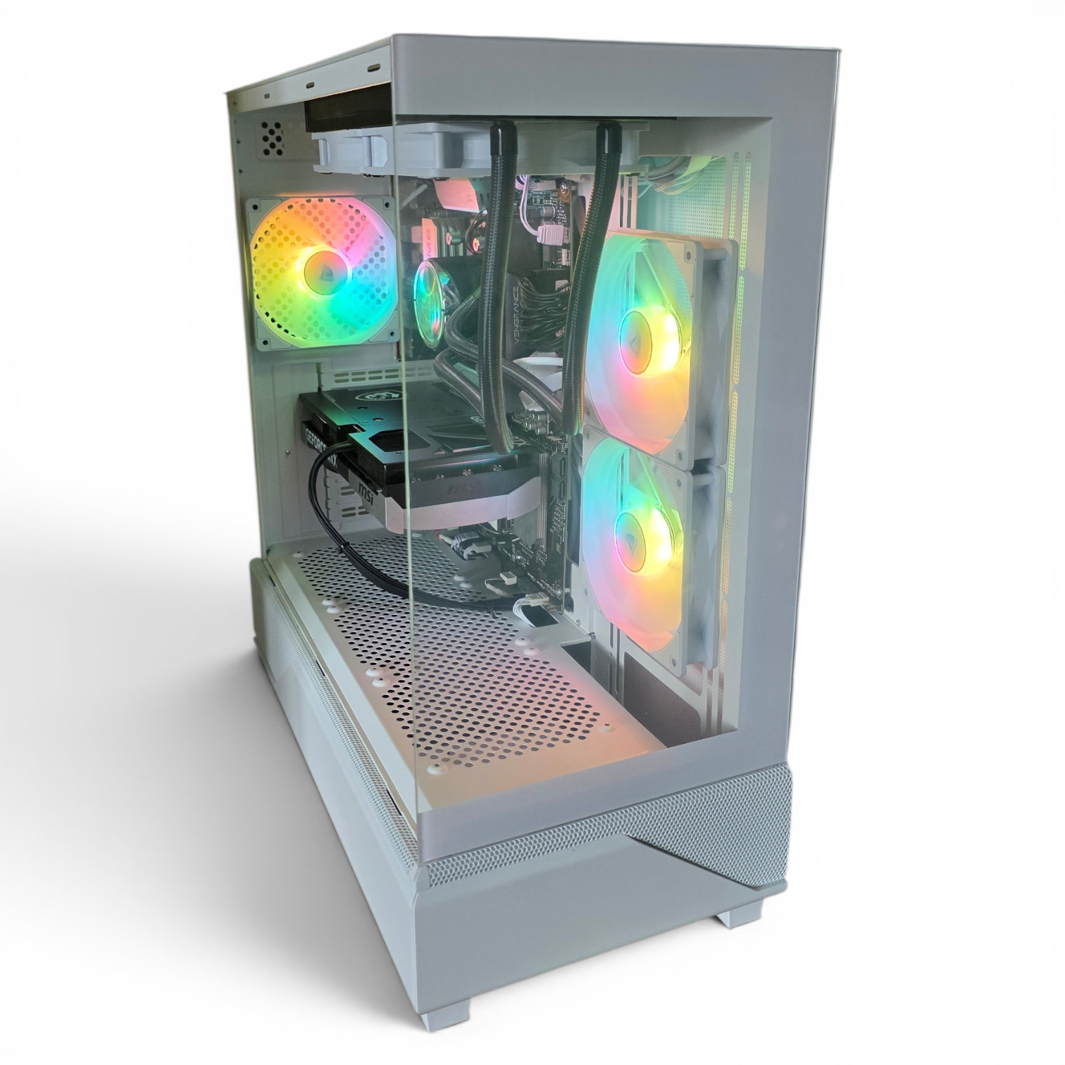 Refurbished AMD Ryzen 7 7800X3D, NVIDIA RTX 5070, 32GB DDR5 6000MHz, 1TB NVMe SSD, Windows 11, 850W Corsair PSU, WiFi, White