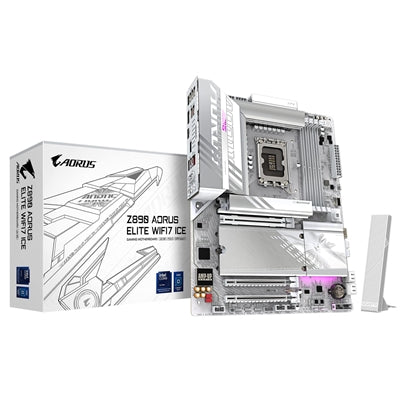 Gigabyte Z890 AORUS ELITE WIFI7 ICE Intel 1851 Socket Motherboard, ATX, 4x DDR5 Slots, 4x M.2 Sockets, Fitted I/O Shield, 2.5GbE LAN, Wi-Fi 7, 1x DisplayPort / 1x USB-C (USB4) - image 1 - Target MBGIG-Z890AEW7I