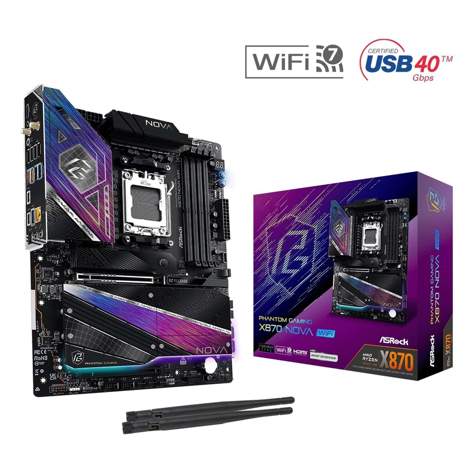 Asrock PHANTOM GAMING X870 Nova WiFi AMD Socket AM5 Motherboard - image 1 - Target MBASR-X870NOVAWI