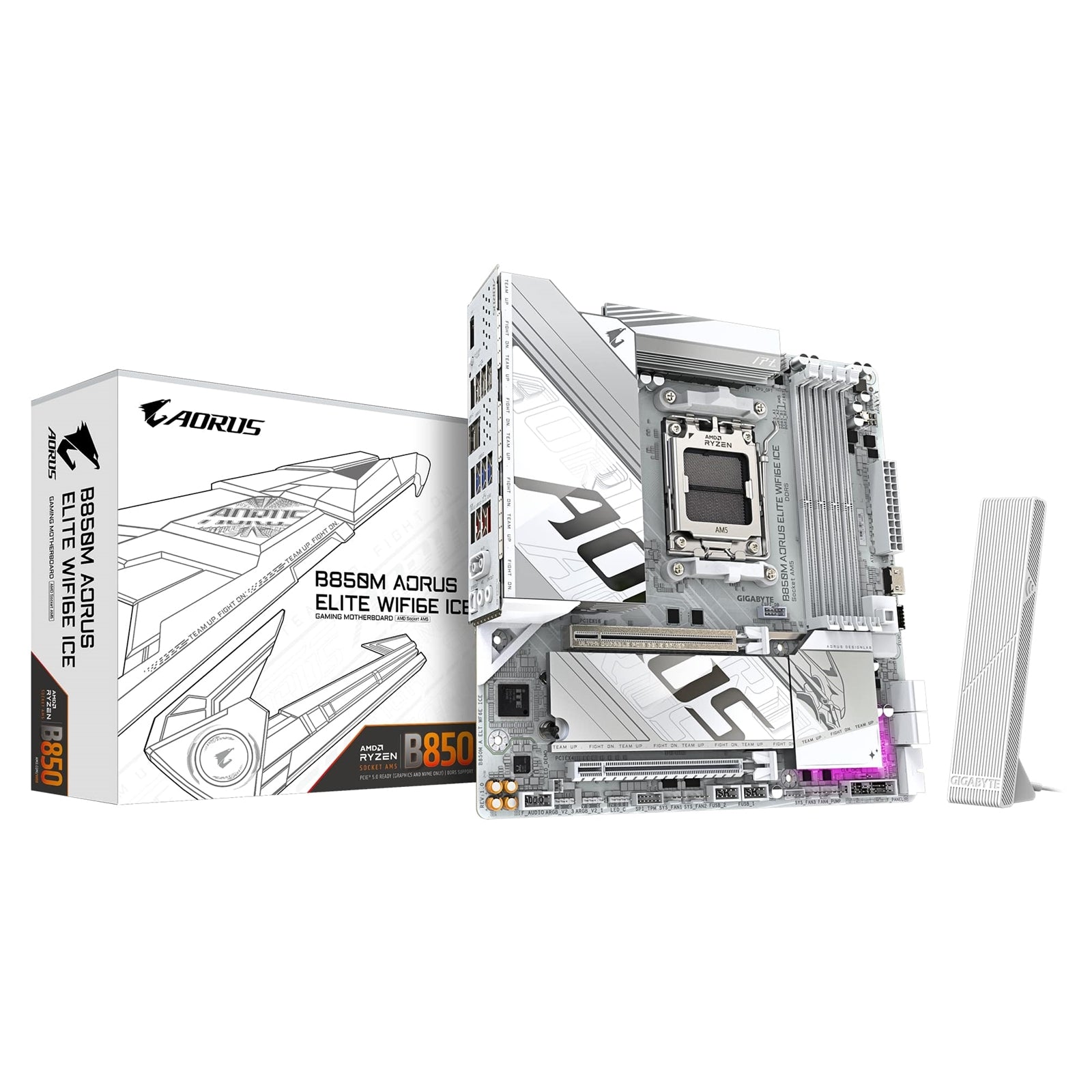 Gigabyte B850M AORUS ELITE WIFI6E ICE Micro ATX Motherboard - image 1 - Target MBGIG-B850MAEW6I