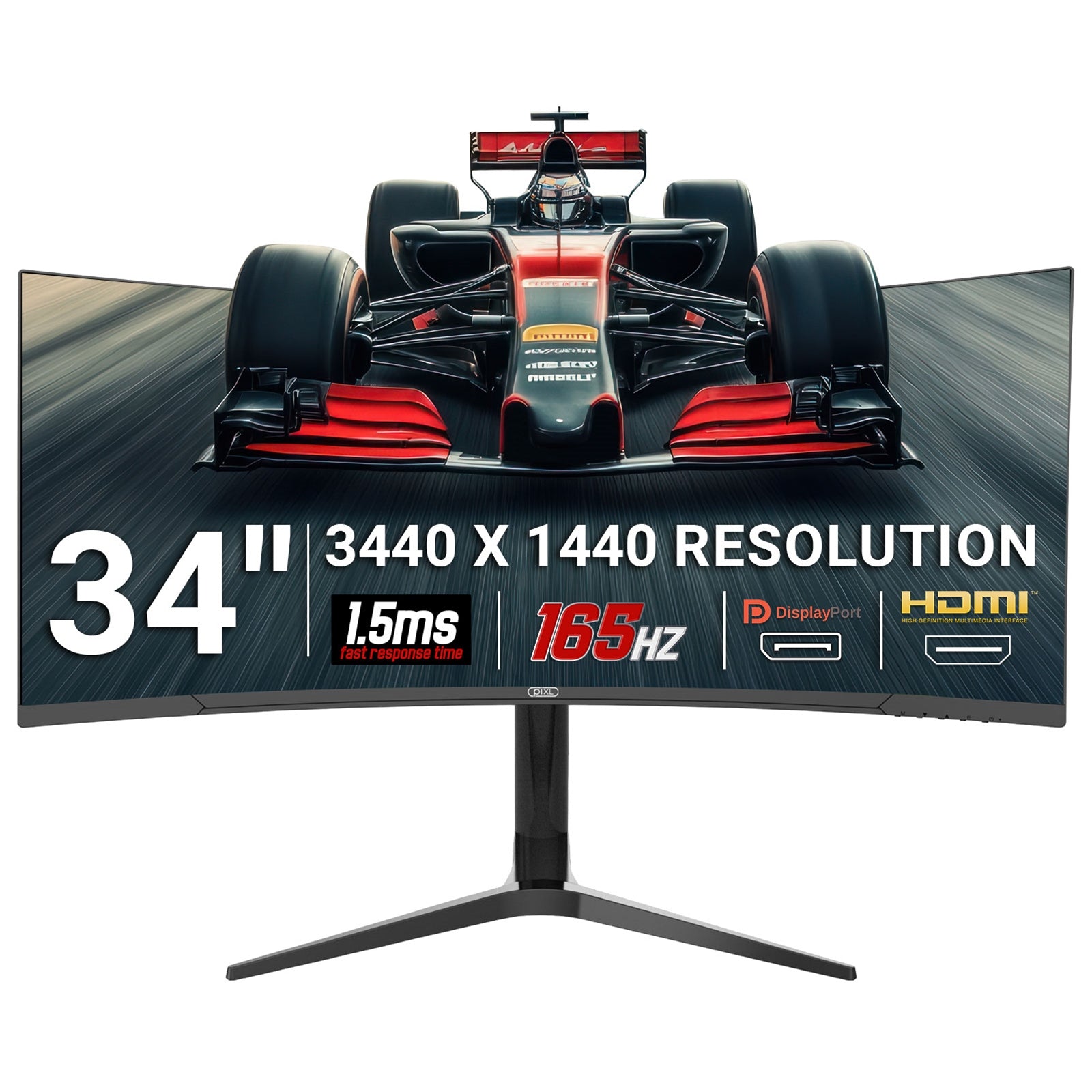 Pixl CM34C7 34 Inch 165Hz UWQHD Quad HD Ultrawide Curved Gaming Monitor - image 1 - Target MOPIX-CM34C7