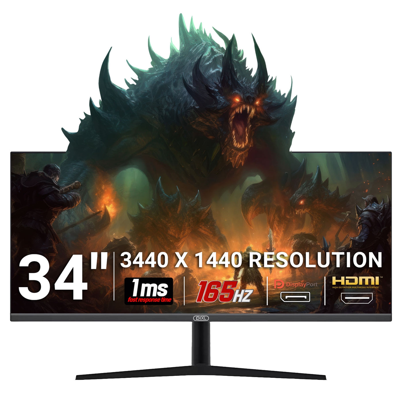 Pixl 34-inch UWQHD UltraWide 165Hz Gaming Monitor with 100% sRGB Colour Gamut - image 1 - Target MOPIX-CM34G3