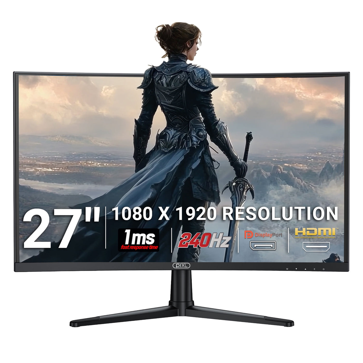 Pixl PX27CC301B 27 Inch 240Hz HDR 10+ Full HD Curved Gaming Monitor with 1920 x 1080 Resolution - image 1 - Target MOPIX-PX27CC301B