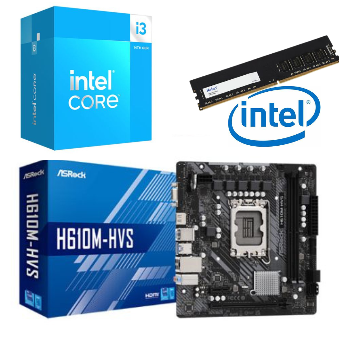 Intel Core i3-14100 + ASRock H610M-HVS Motherboard Bundle — 32GB DDR4, LGA1700