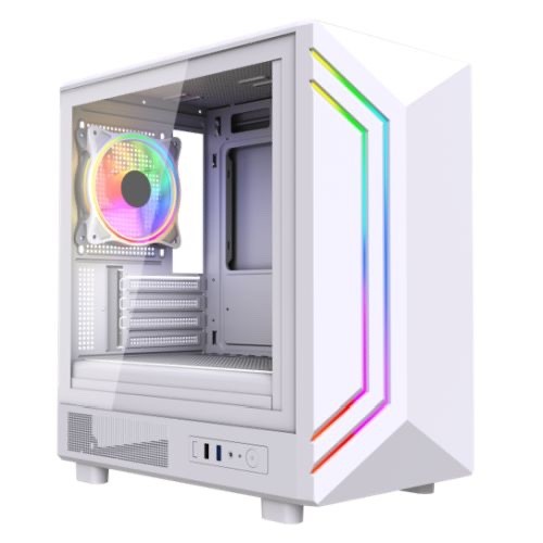 Vida Apollo M Micro-ATX PC Case — White, Tempered Glass, ARGB
