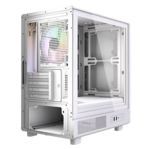 Vida Apollo M Micro-ATX PC Case — White, Tempered Glass, ARGB