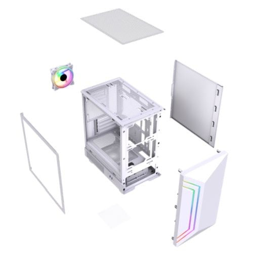 Vida Apollo M Micro-ATX PC Case — White, Tempered Glass, ARGB