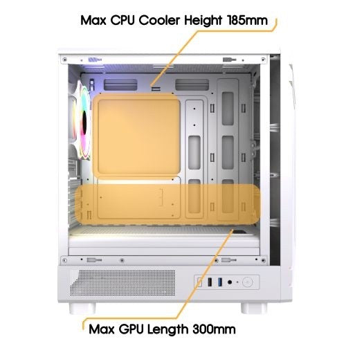 Vida Apollo M Micro-ATX PC Case — White, Tempered Glass, ARGB