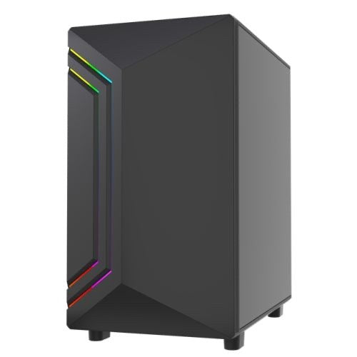 Vida Apollo M Micro-ATX PC Case — Black, Tempered Glass, ARGB