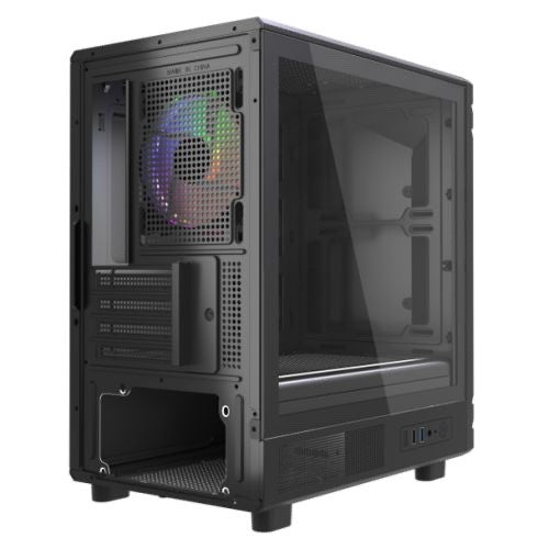 Vida Apollo M Micro-ATX PC Case — Black, Tempered Glass, ARGB