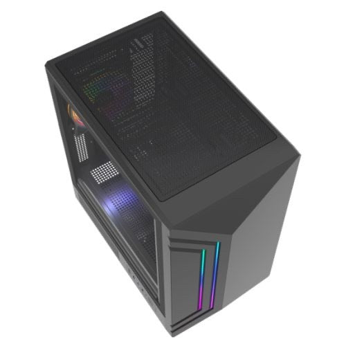 Vida Apollo M Micro-ATX PC Case — Black, Tempered Glass, ARGB