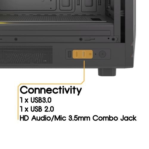 Vida Apollo M Micro-ATX PC Case — Black, Tempered Glass, ARGB