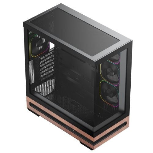 Vida Elegance Walnut ATX PC Case — Tempered Glass, 4× ARGB, USB-C, BTF-Compatible