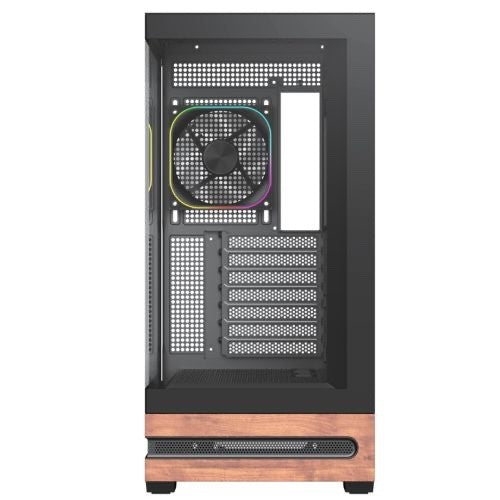 Vida Elegance Walnut ATX PC Case — Tempered Glass, 4× ARGB, USB-C, BTF-Compatible
