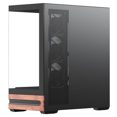 Vida Elegance Walnut ATX PC Case — Tempered Glass, 4× ARGB, USB-C, BTF-Compatible